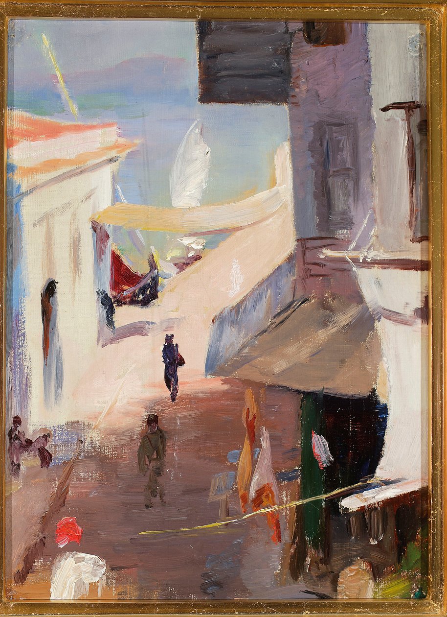 Gasse im Hafen an der Bucht. Von einer Reise nach Konstantinopel von Jan Ciągliński