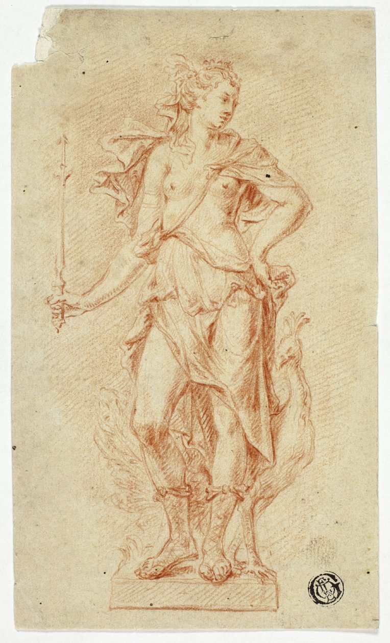 Statue von Juno mit Zepter und Pfau von Jan Claudius de Cock