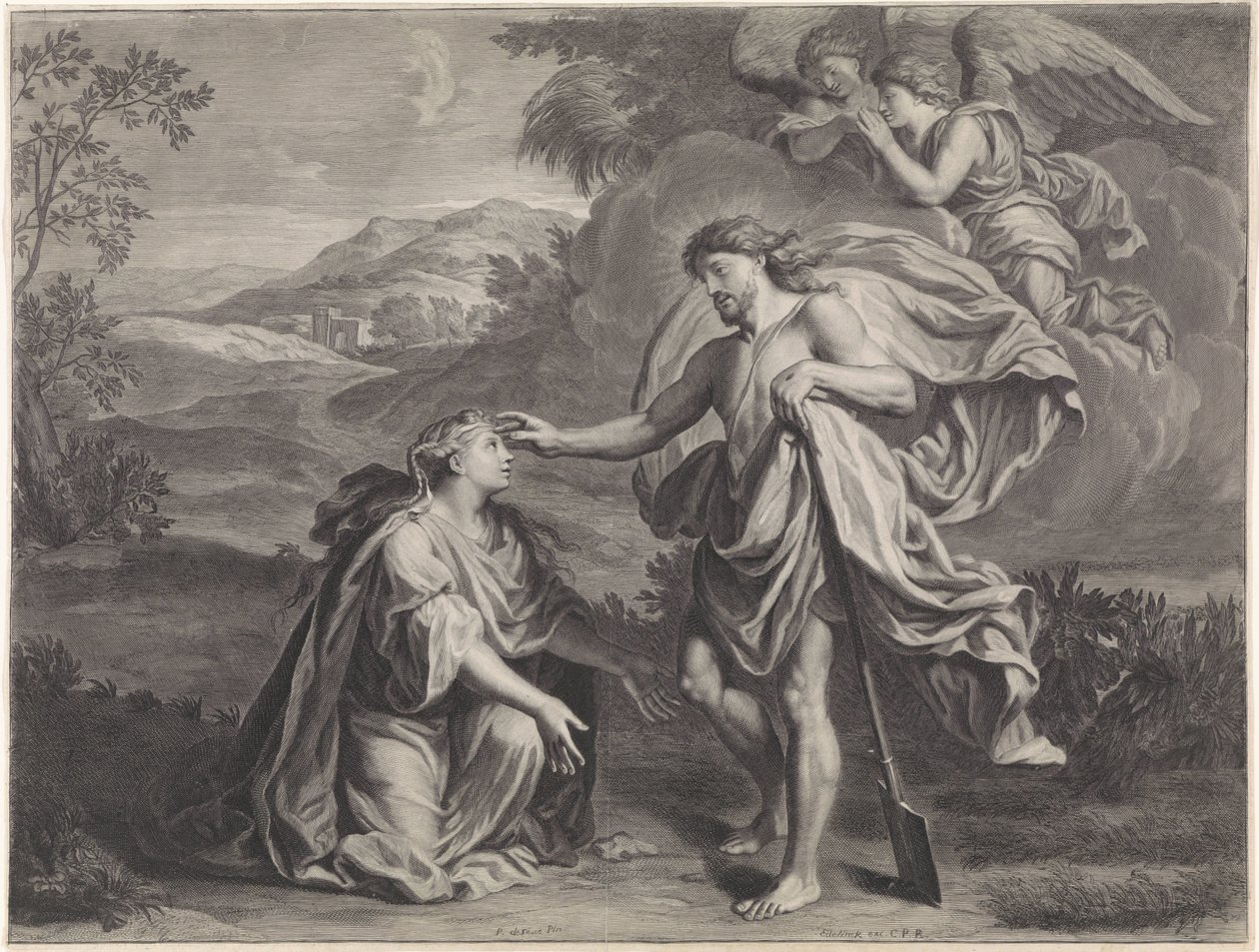 Christus erscheint als Gärtner Maria Magdalena (Noli me tangere) von Jan Edelinck (possibly)