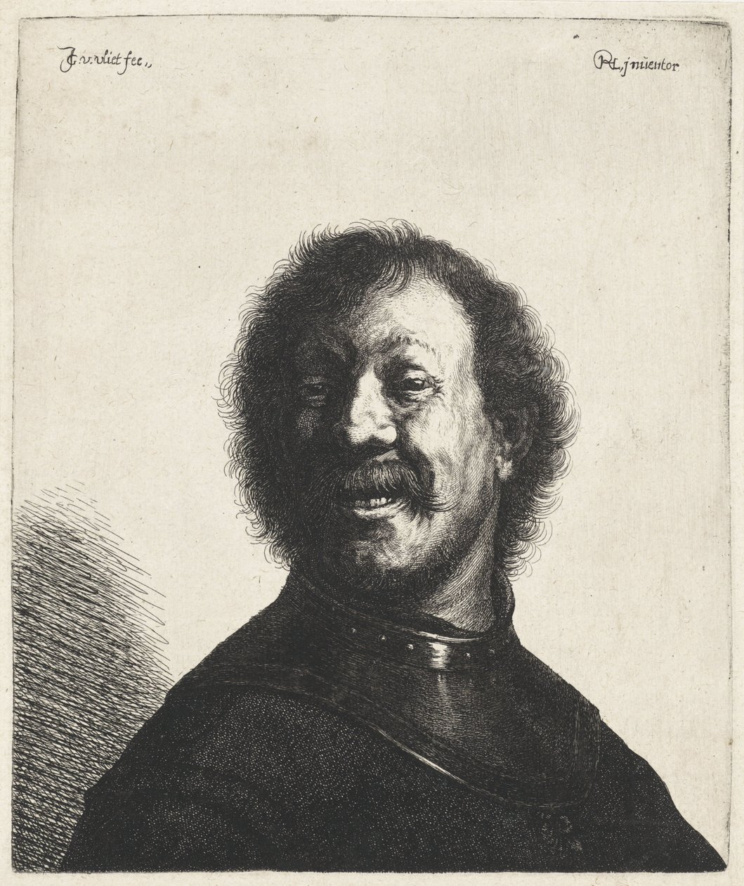 Lachender Mann mit Halskrause von Jan Gillisz. van Vliet