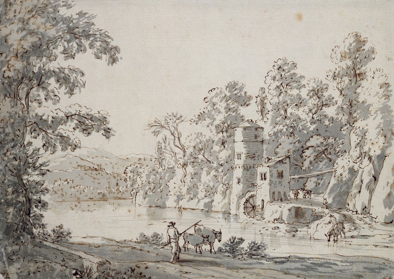 Die Wassermühle am Ford von Jan Hackaert