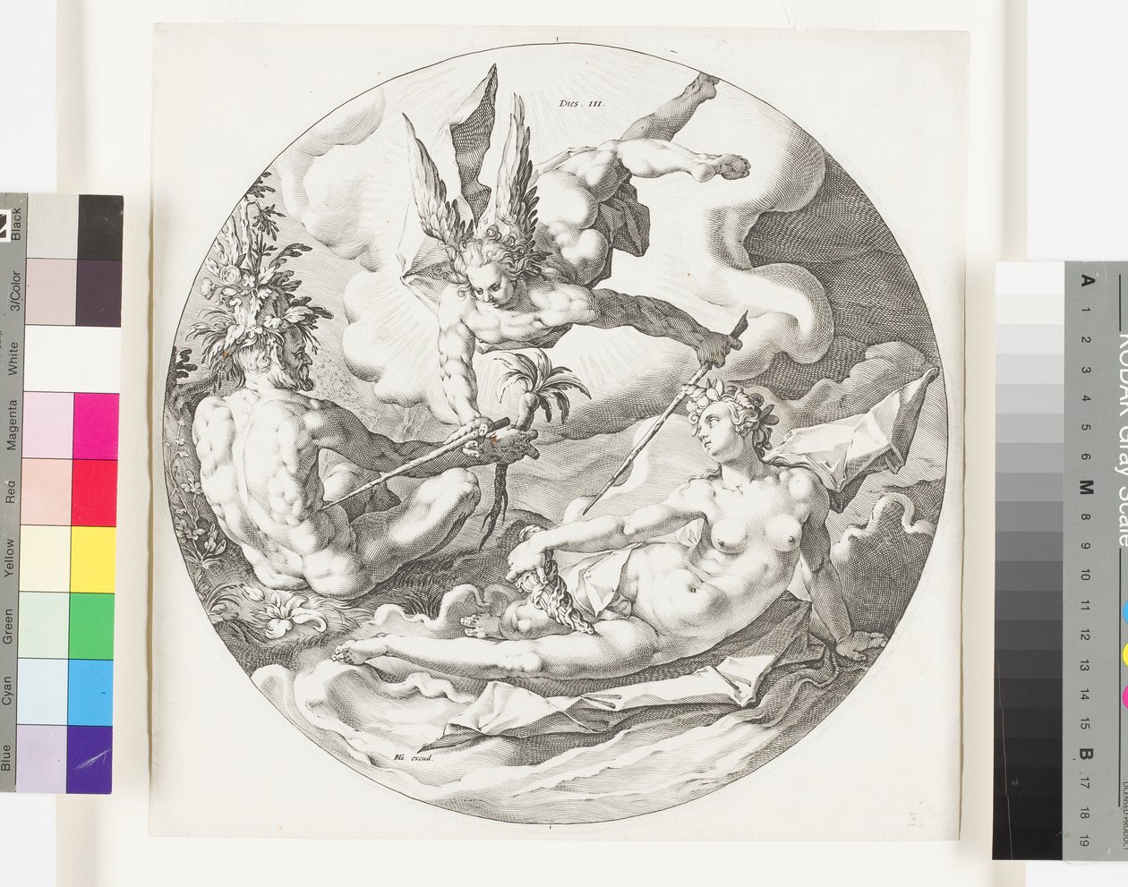 Die Erschaffung des trockenen Landes und der Meere, ca. 1589 von Jan Harmensz Muller