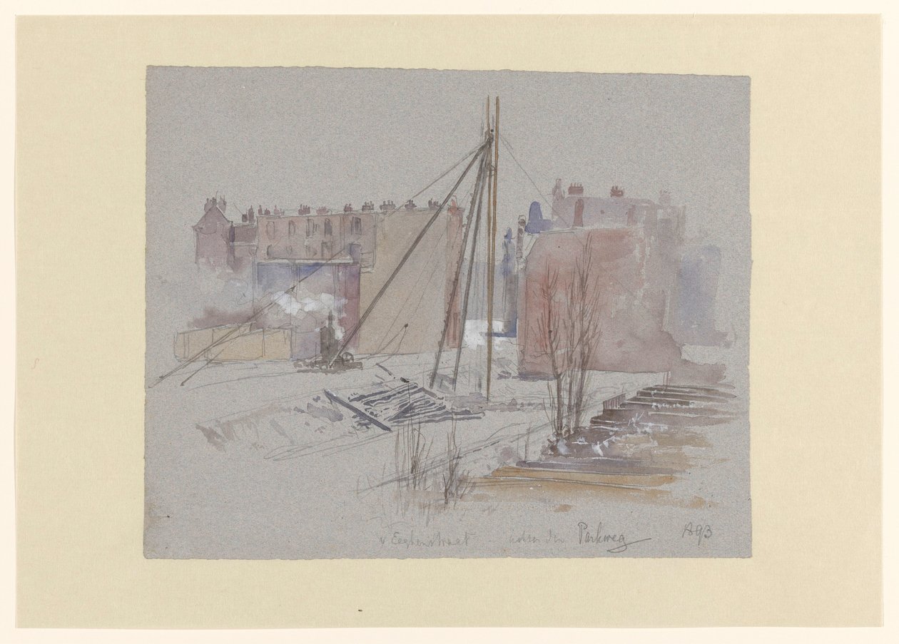 Bauarbeiten an der Van Eeghenstraat, hinter der Parkweg von Jan Hoynck van Papendrecht