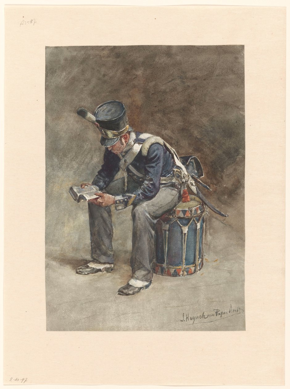 Sitzender lesender Tambour der Infanterie von Jan Hoynck van Papendrecht