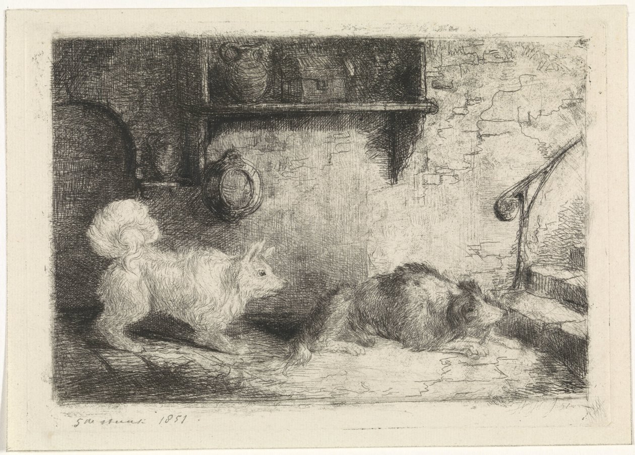 Zwei Hunde von Jan Karel Jacob de Jonge