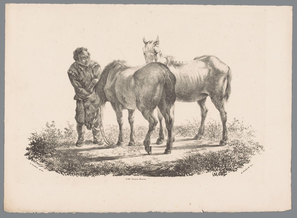 Mann und zwei Pferde von Jan Kobell (III)