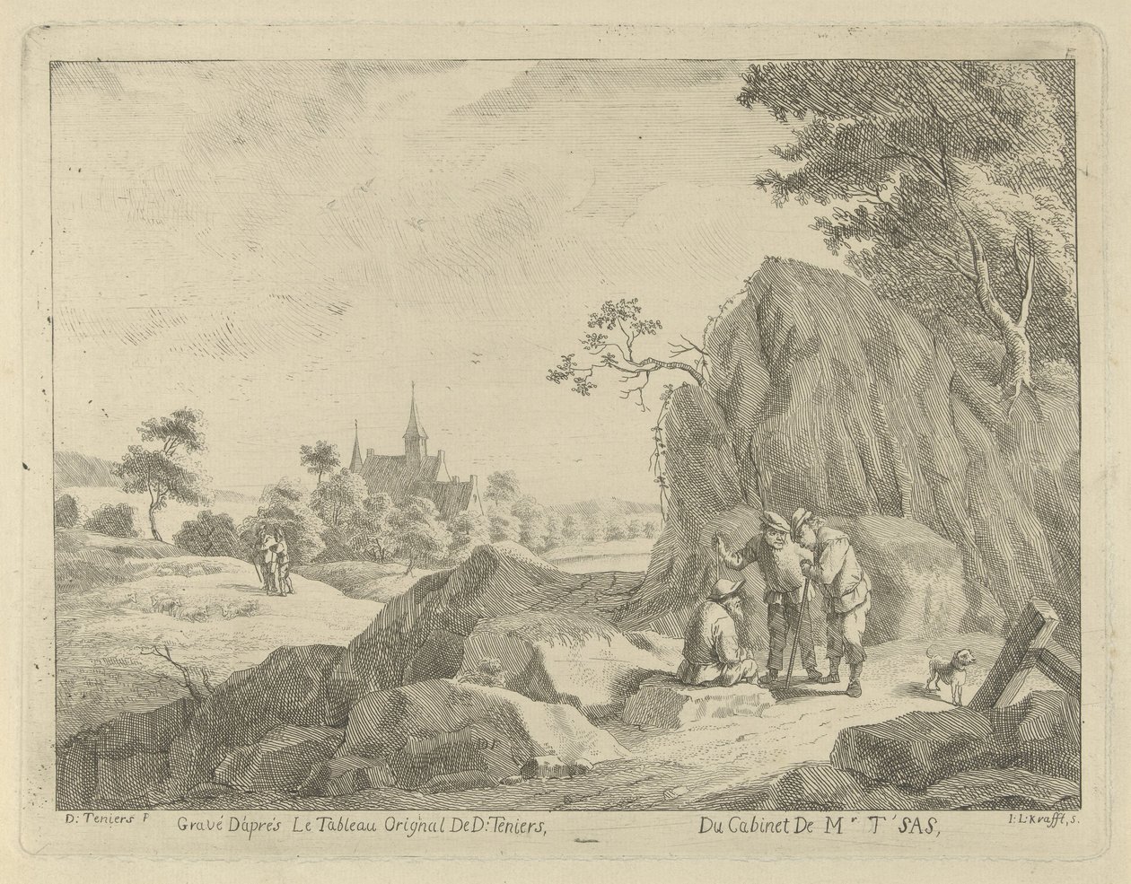 Landschaft mit Reisenden und Hirten von Jan Lauwryn Krafft (I)