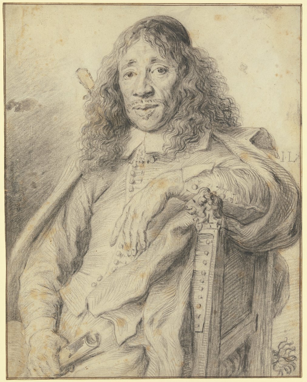Der Dichter Jan Vos in einem Sessel sitzend nach links von Jan Lievens