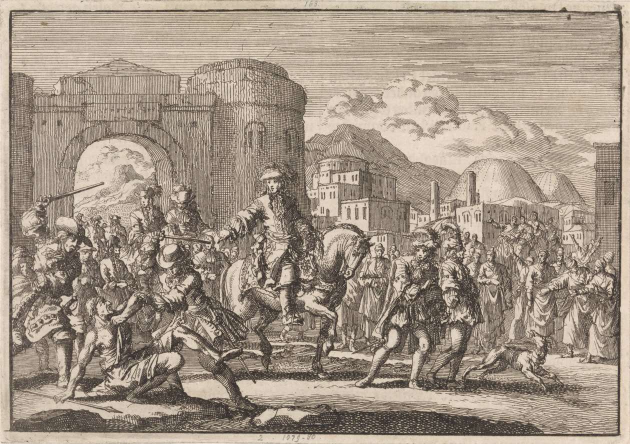 Französischer Gesandter beim Sultan reitet in Jerusalem ein, 1674 von Jan Luyken