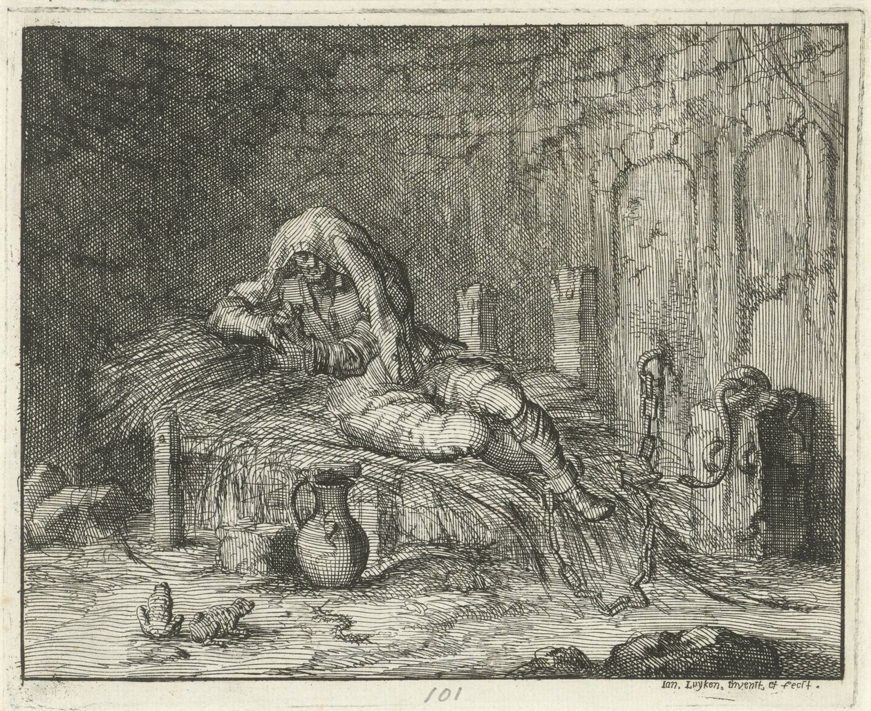 Georg Wanger im Gefängnis von Brixen, 1591 von Jan Luyken