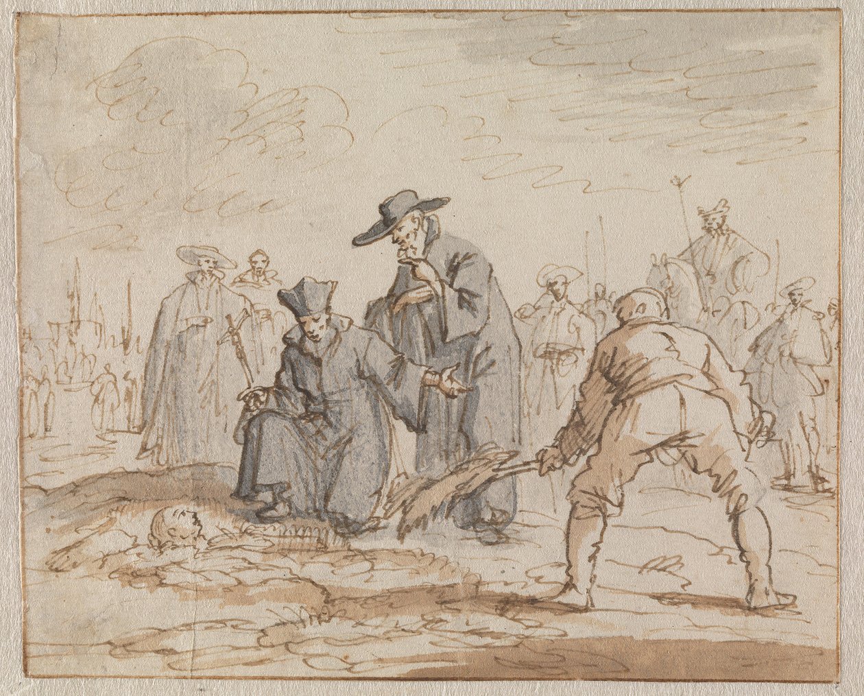 Die Lebendbestattung von Anneke van den Hove in Brüssel, 1591 von Jan Luyken