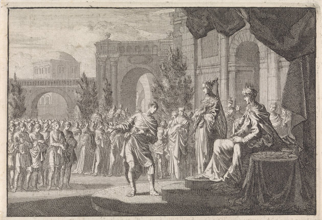 Hyrkanus vor dem Thron von Ptolemäus Philadelphus von Jan Luyken