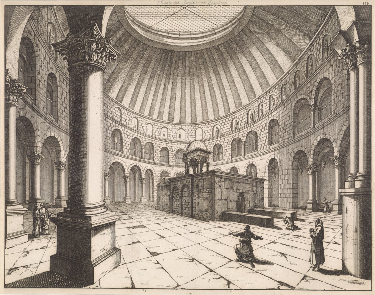 Innenraum der Grabeskirche in Jerusalem von Jan Luyken