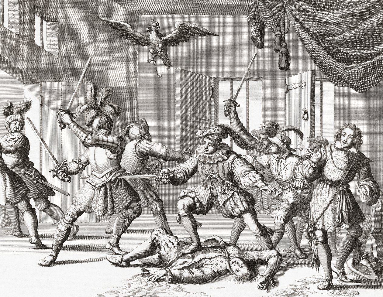 John und Alexander Ruthven versuchen, James VI. von Schottland zu entführen oder zu töten von Jan Luyken