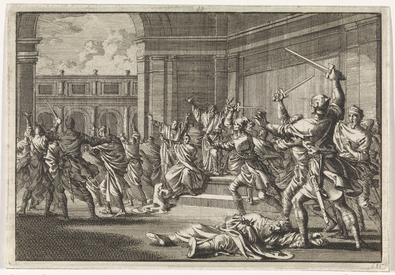 Aufruhr und Kampf im Tempel von Jerusalem von Jan Luyken