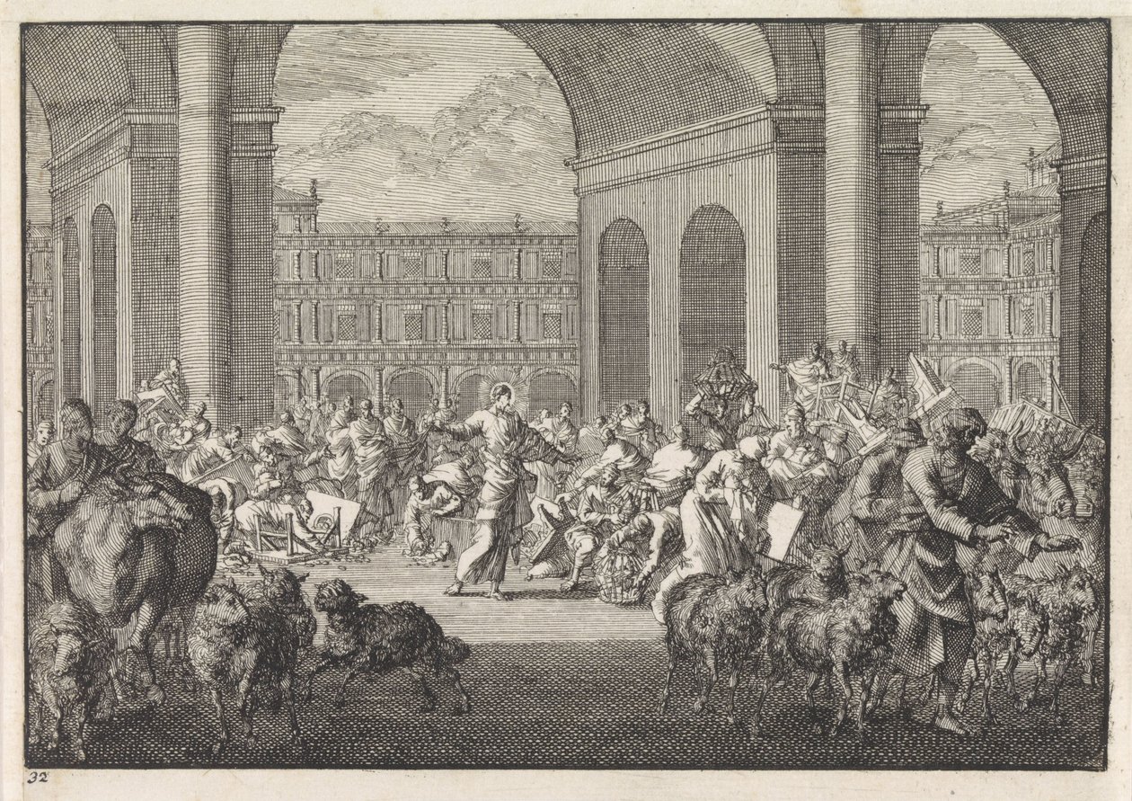 Die Vertreibung der Geldwechsler aus dem Tempel von Jan Luyken
