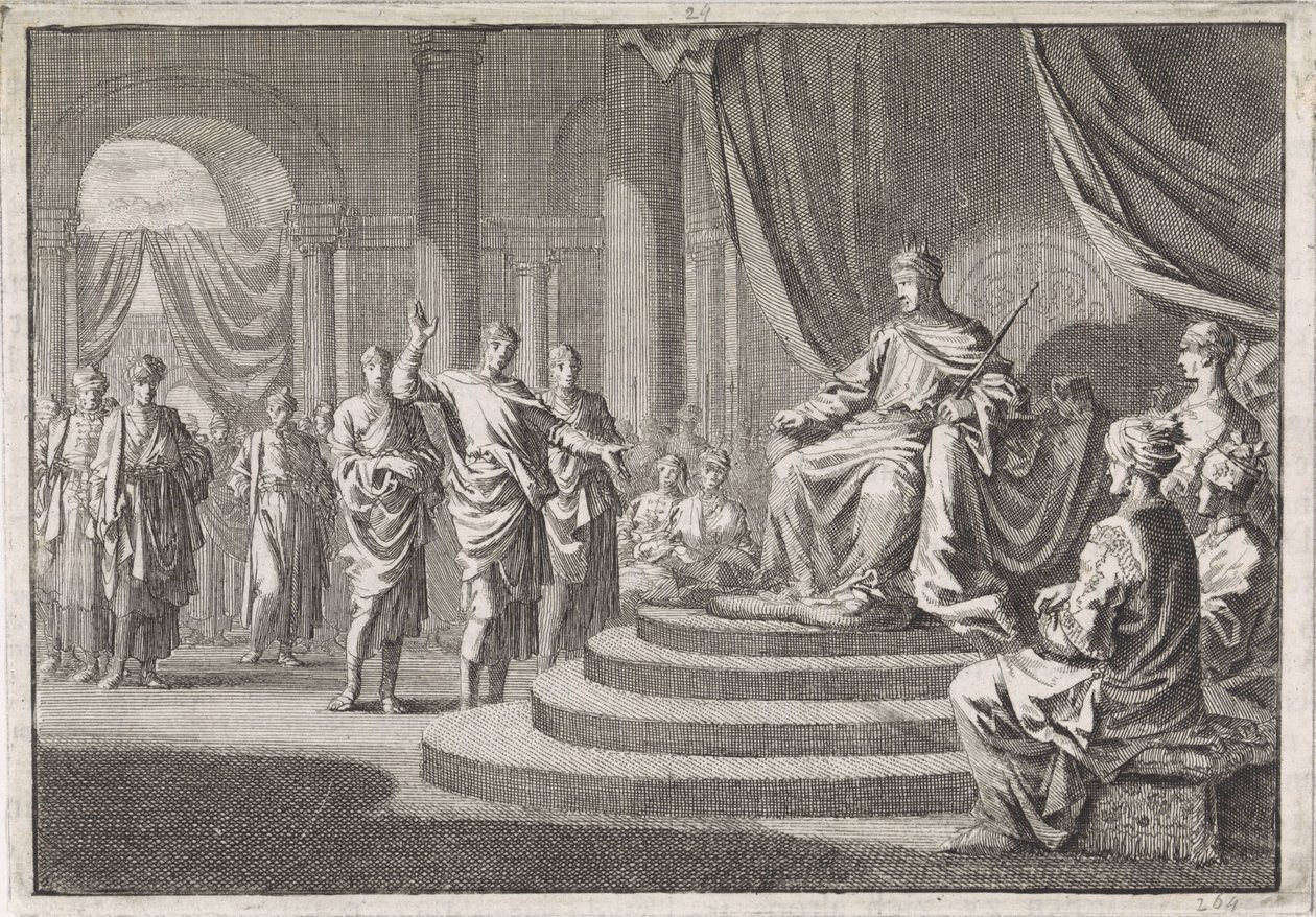 Zerubbabel vor König Darius von Jan Luyken
