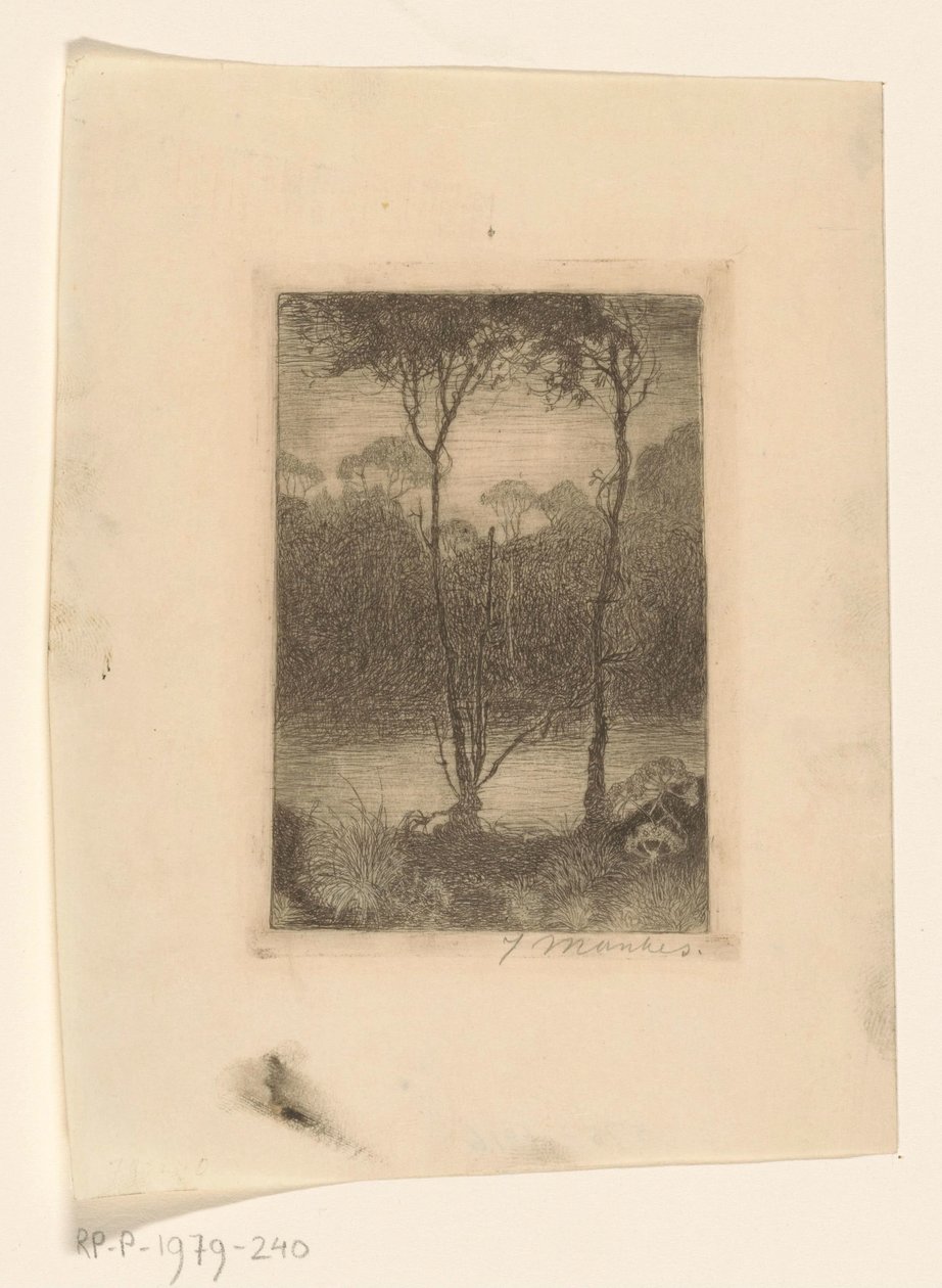 Zwei Bäume am Wasser von Jan Mankes (signed by artist)