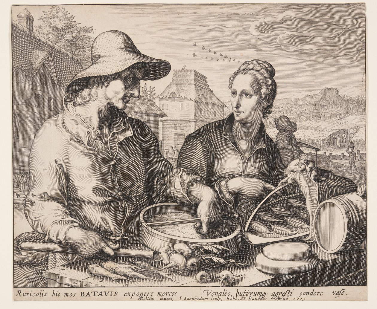 Bauer und seine Frau auf dem Markt von Jan Saenredam