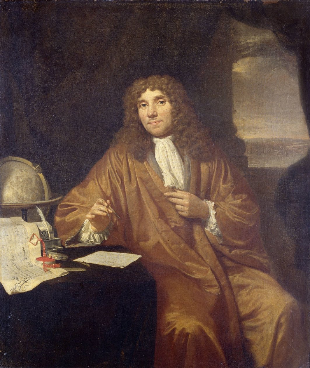 Porträt von Anthonie van Leeuwenhoek, Naturphilosoph und Zoologe in Delft von Jan Verkolje (I)