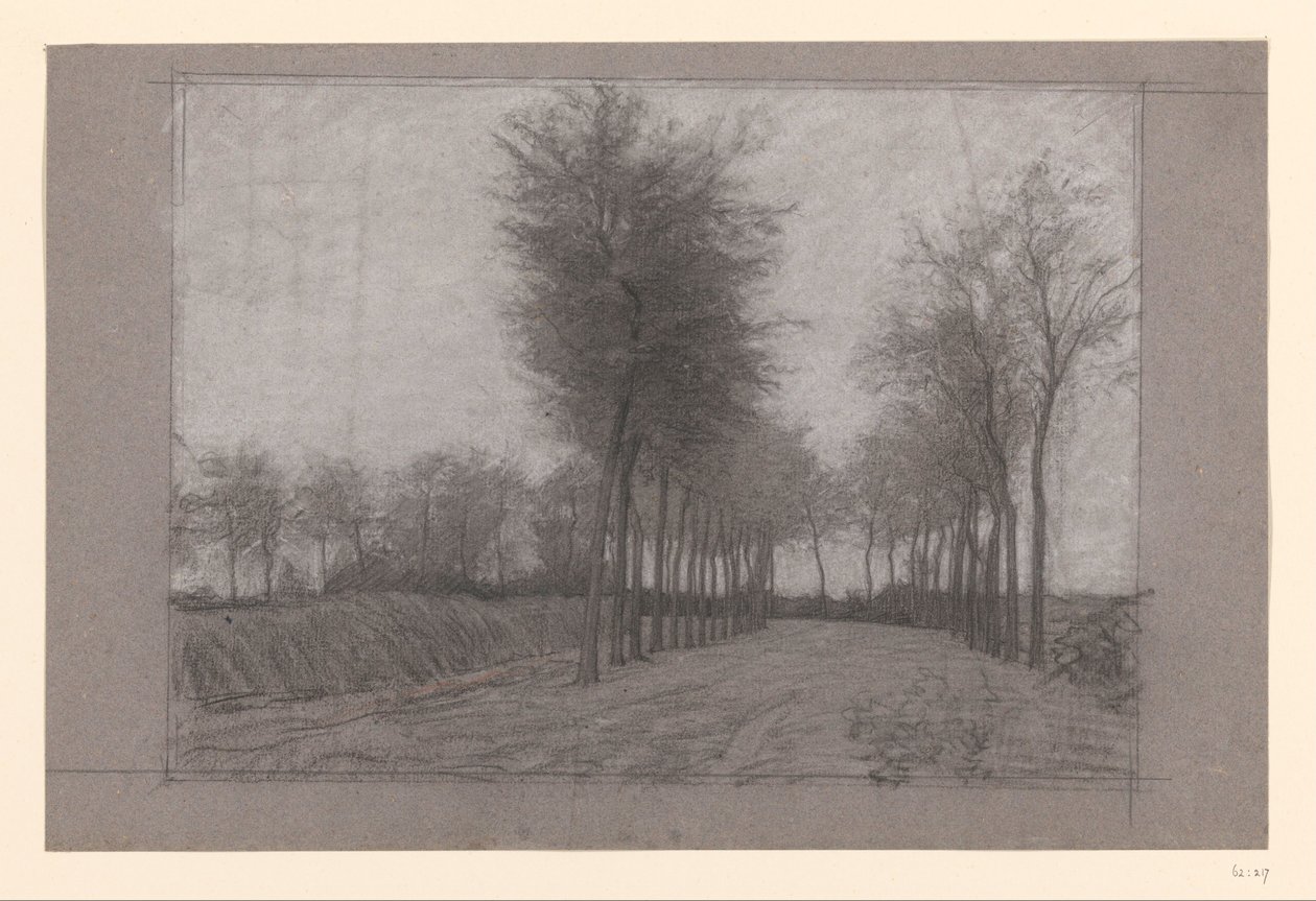 Landweg mit Bäumen auf beiden Seiten von Jan Veth