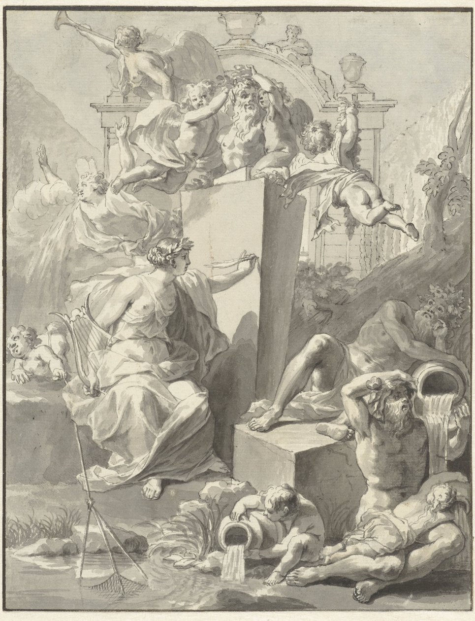 Entwurf für das Titelblatt von W. van der Hoeven, Westermeer, 1721 von Jan Wandelaar