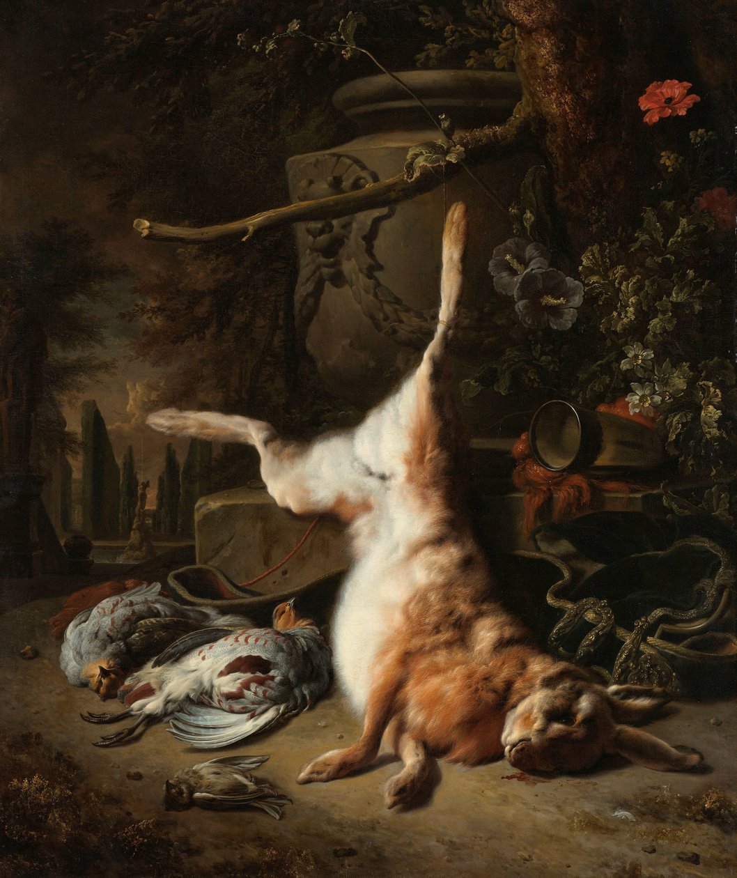 Stillleben mit einem Hasen und anderem Wild von Jan Baptist Weenix
