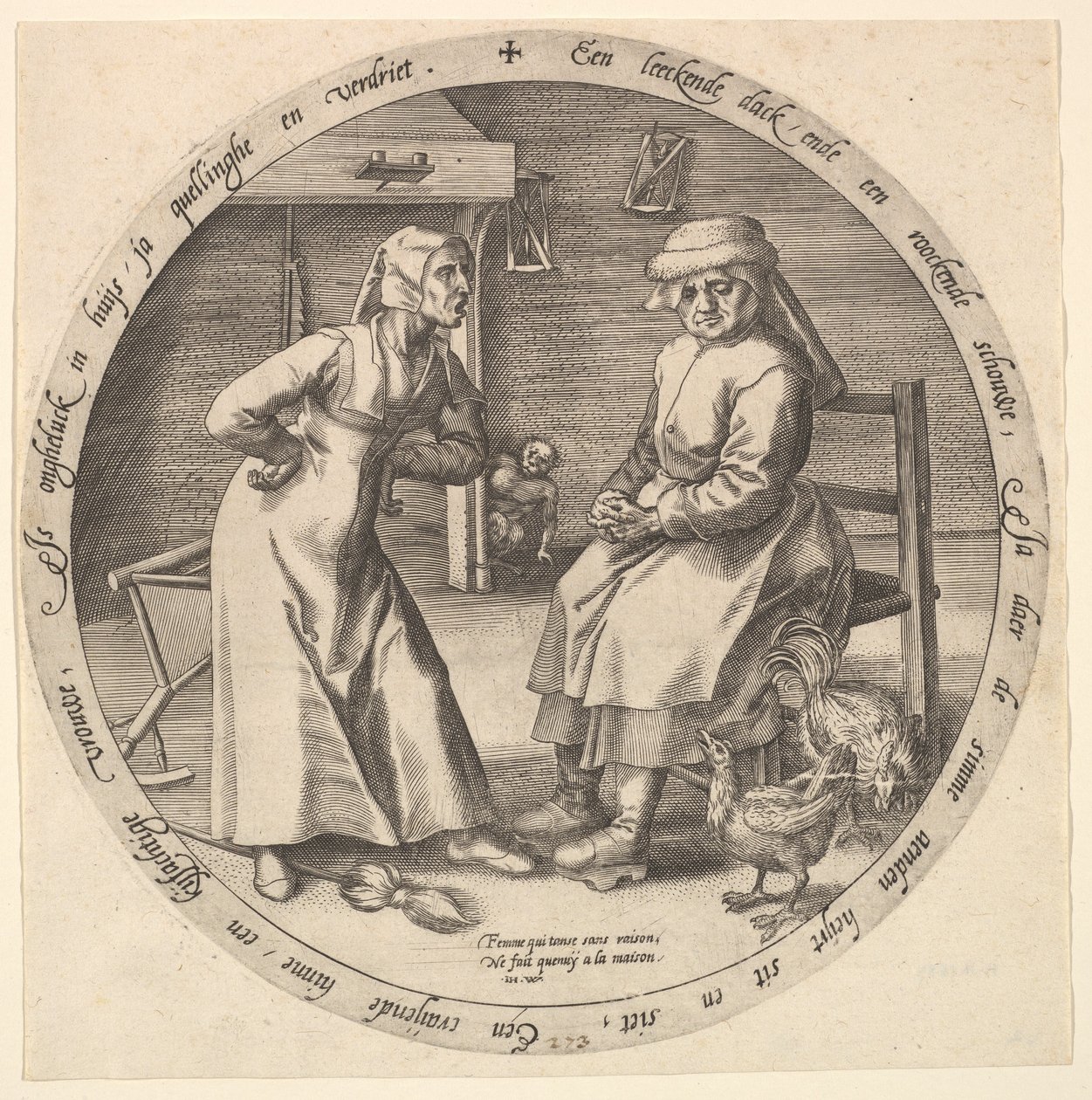 Die schimpfende Frau und die gackernde Henne, um 1568 von Jan Wierix