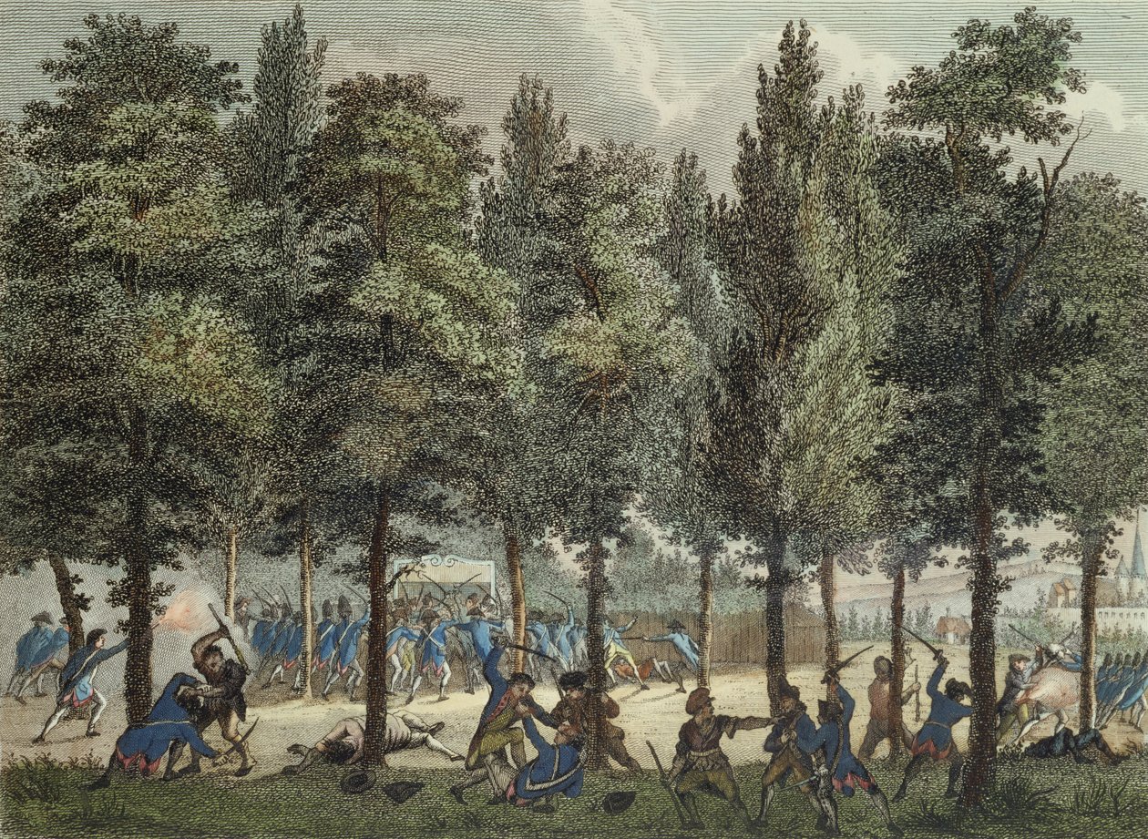 Die Marseillais auf den Champs-Elysees, 30. Juni 1792, graviert von Reinier Vinkeles und Daniel Vrydag von Jan after Bulthuis