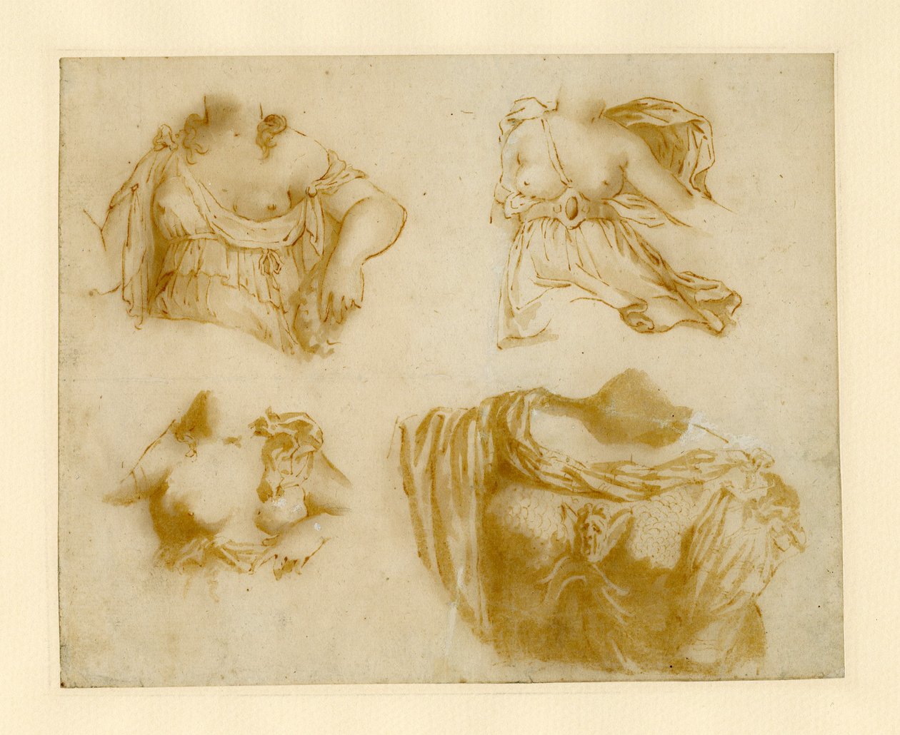 Vier Studien eines drapierten Torsos von Jan de Bisschop