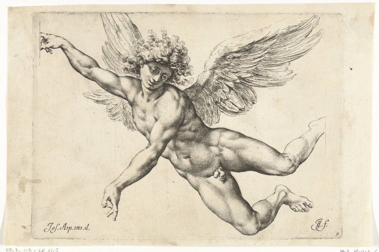 Studie für einen nackten, fliegenden Engel von Jan de Bisschop