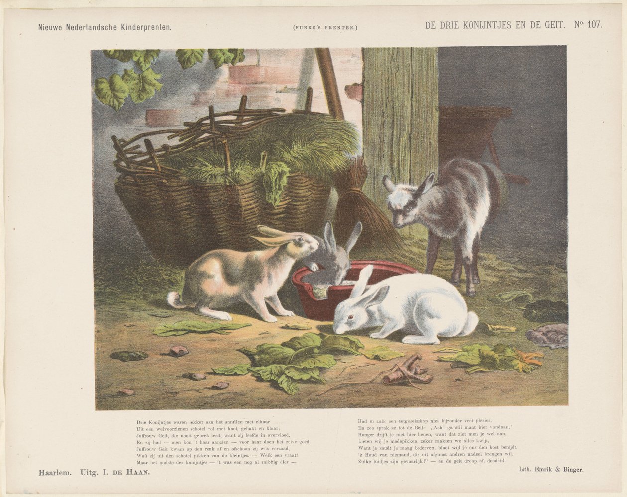 Die drei Kaninchen und die Ziege von Jan de Haan