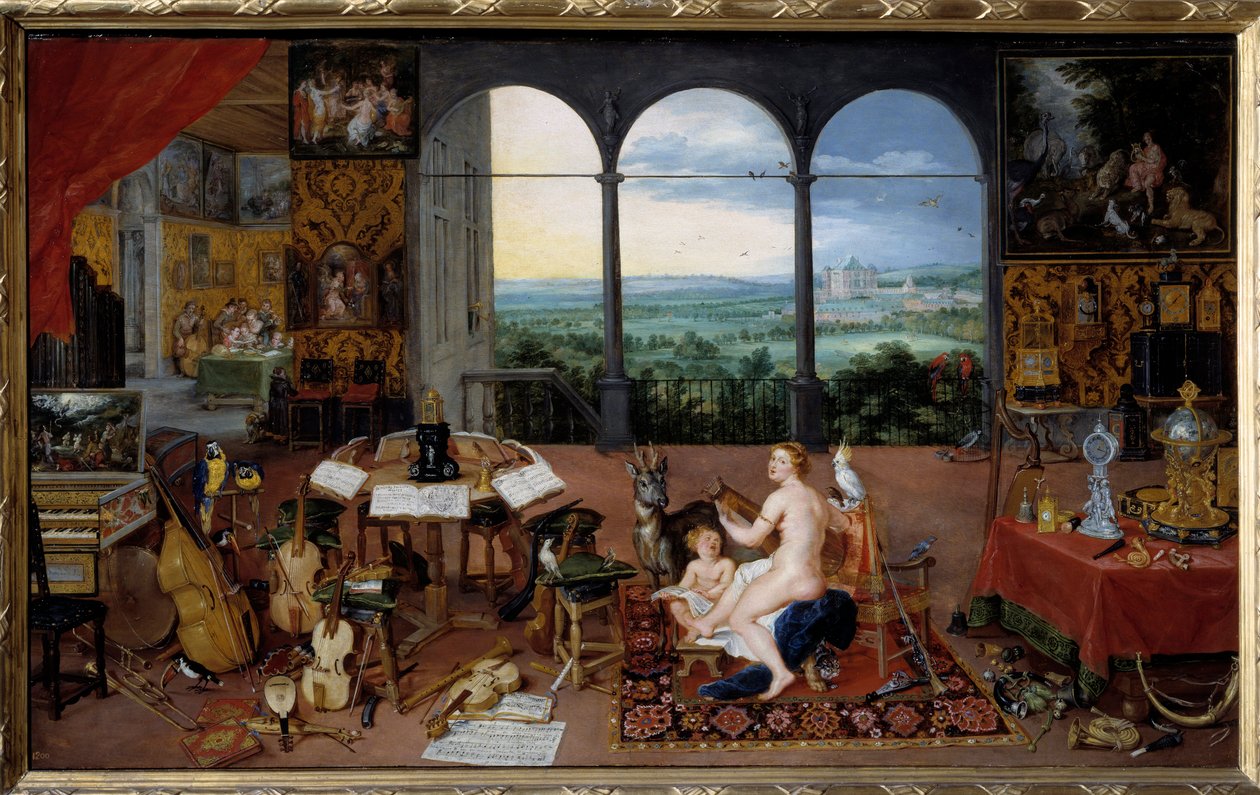 Hören. Allegorie der fünf Sinne Gemälde von Jan I Brueghel Dit De Velours (1568-1625) Ec. Flam von Jan the Elder Brueghel