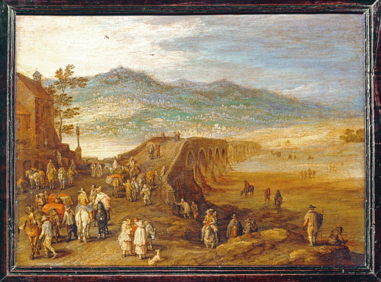Le Pont de Talavera - Die Brücke von Talavera von Jan the Elder Brueghel