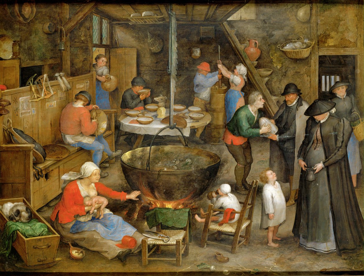 Adlige Besucher im Wohnzimmer der Bauern von Jan the Elder Brueghel