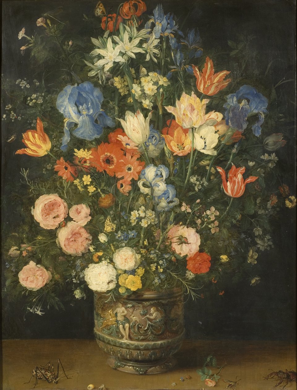 Stillleben mit Blumen in einem skulptierten Krug, ca. 1620-24 von Jan the Elder Brueghel