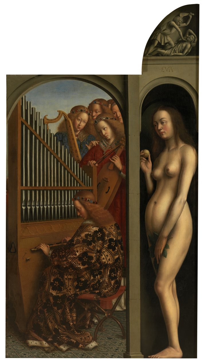 Musizierende Engel und Eva von Jan van (after) Eyck