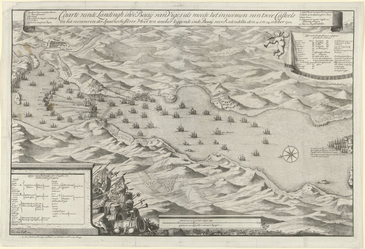 Seeschlacht in der Bucht von Vigo und die Eroberung der spanischen Silberflotte, 1702 von Jan van Call (I)