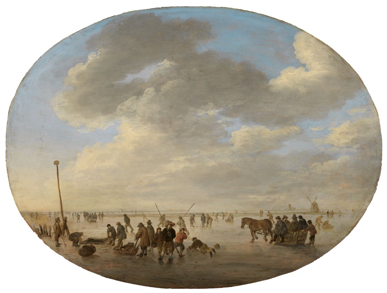 Holländische Flachlandschaft mit Schlittschuhläufern von Jan van Goyen