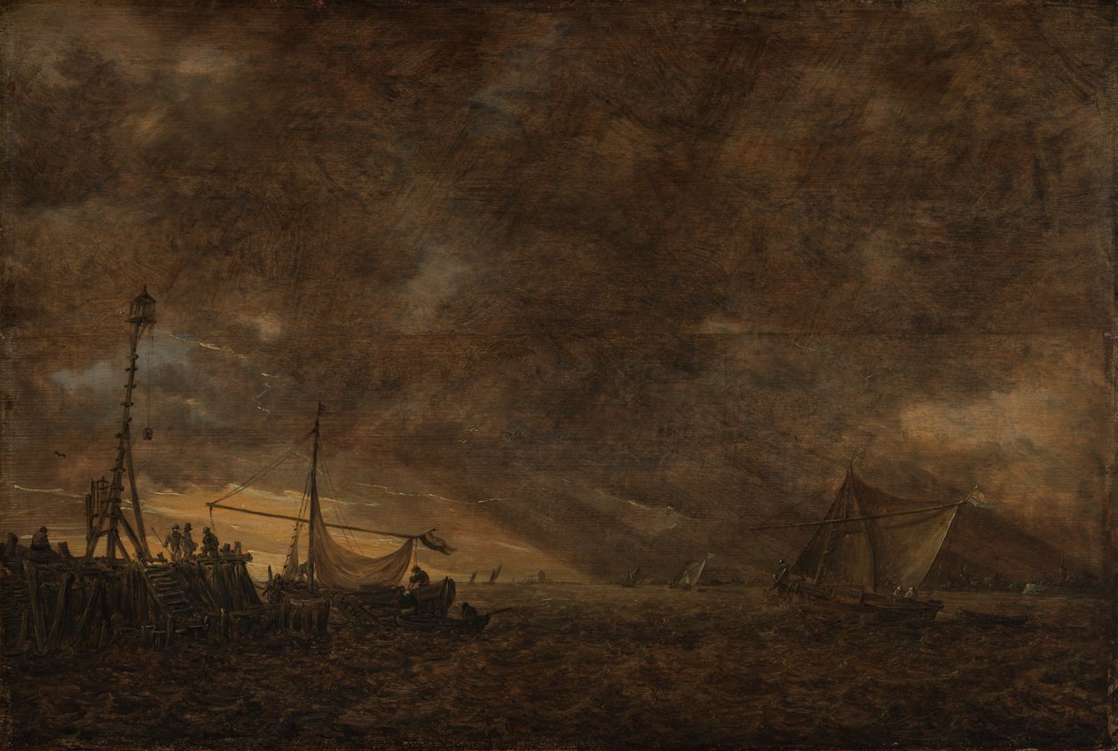 Seestück mit aufsteigendem Gewitter von Jan van Goyen