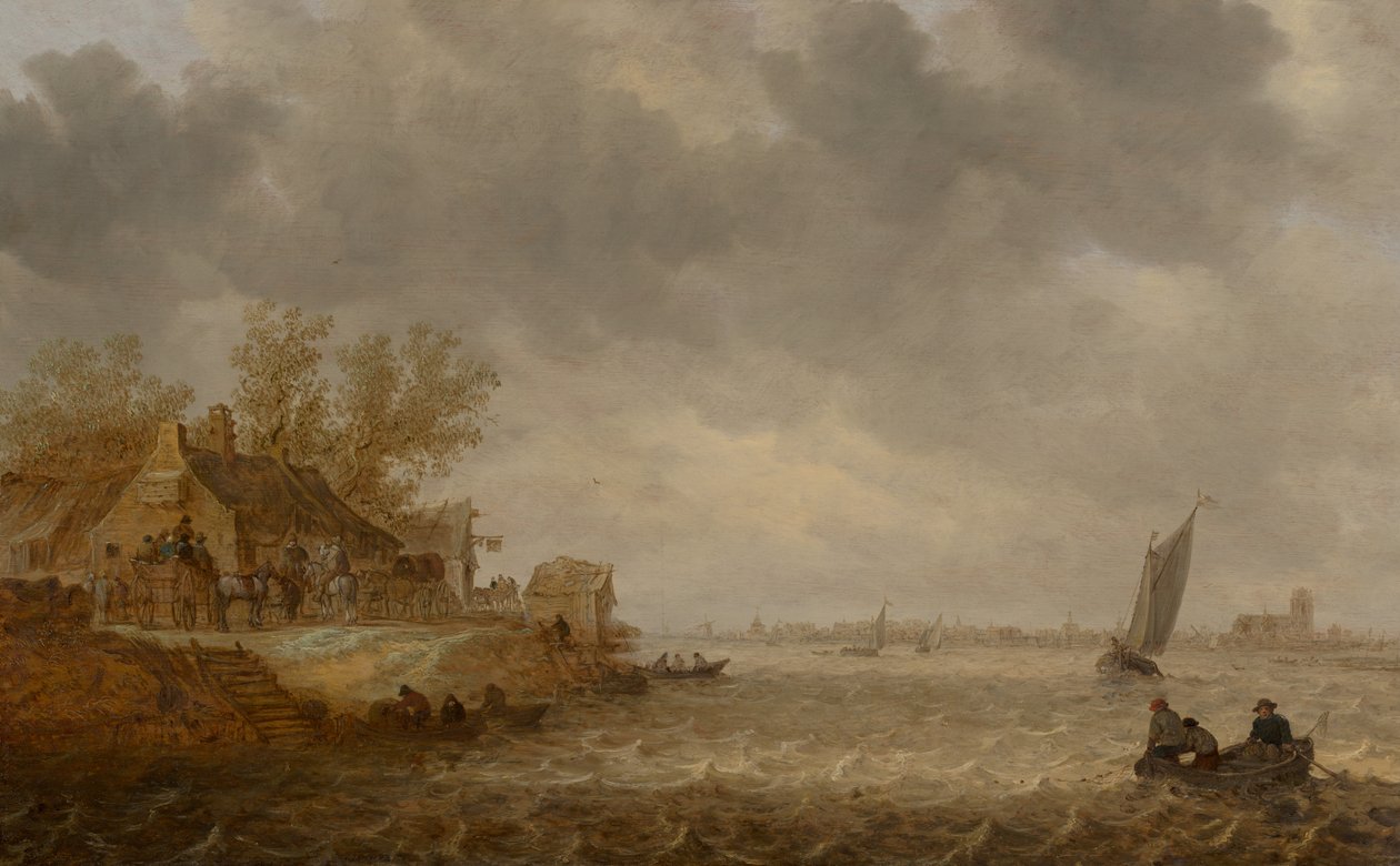 Blick auf Dordrecht von Papendrecht von Jan van Goyen