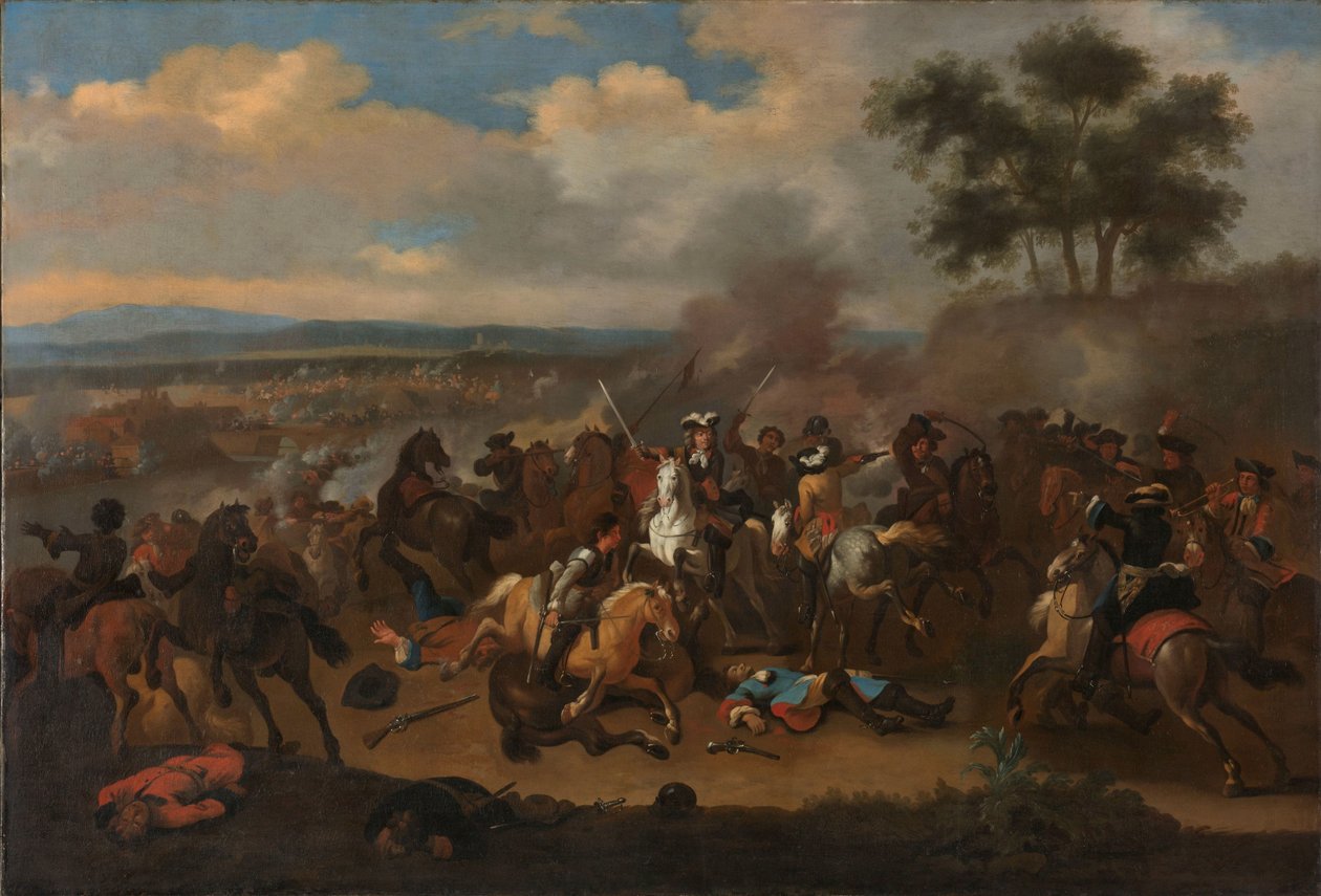 Die Schlacht am Boyne, Irland, zwischen König James II. und Wilhelm III., 12. Juli 1690 von Jan van Huchtenburg