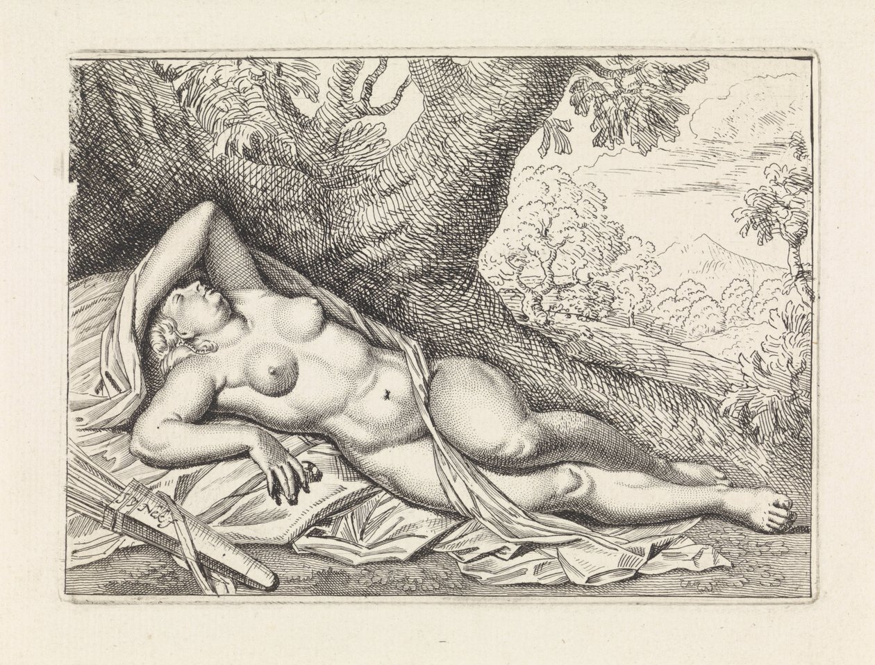 Schlafende Diana in Landschaft von Jan van Neck