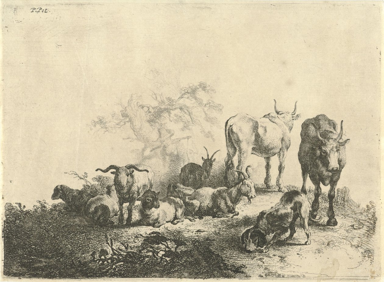Landschaft mit Vieh und einer Milchmagd von Jan van  Noordt