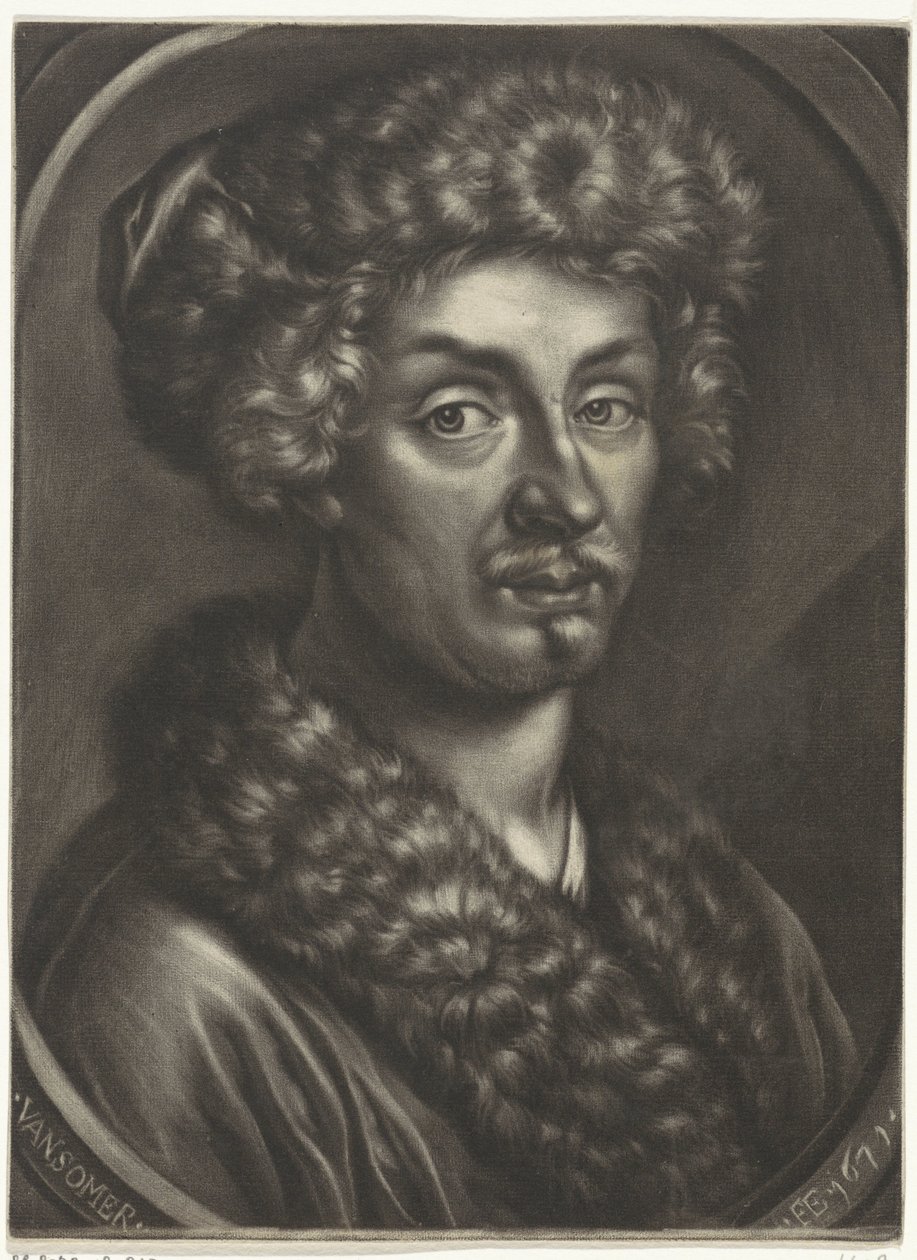 Porträt eines Mannes mit Pelzmütze von Jan van Somer