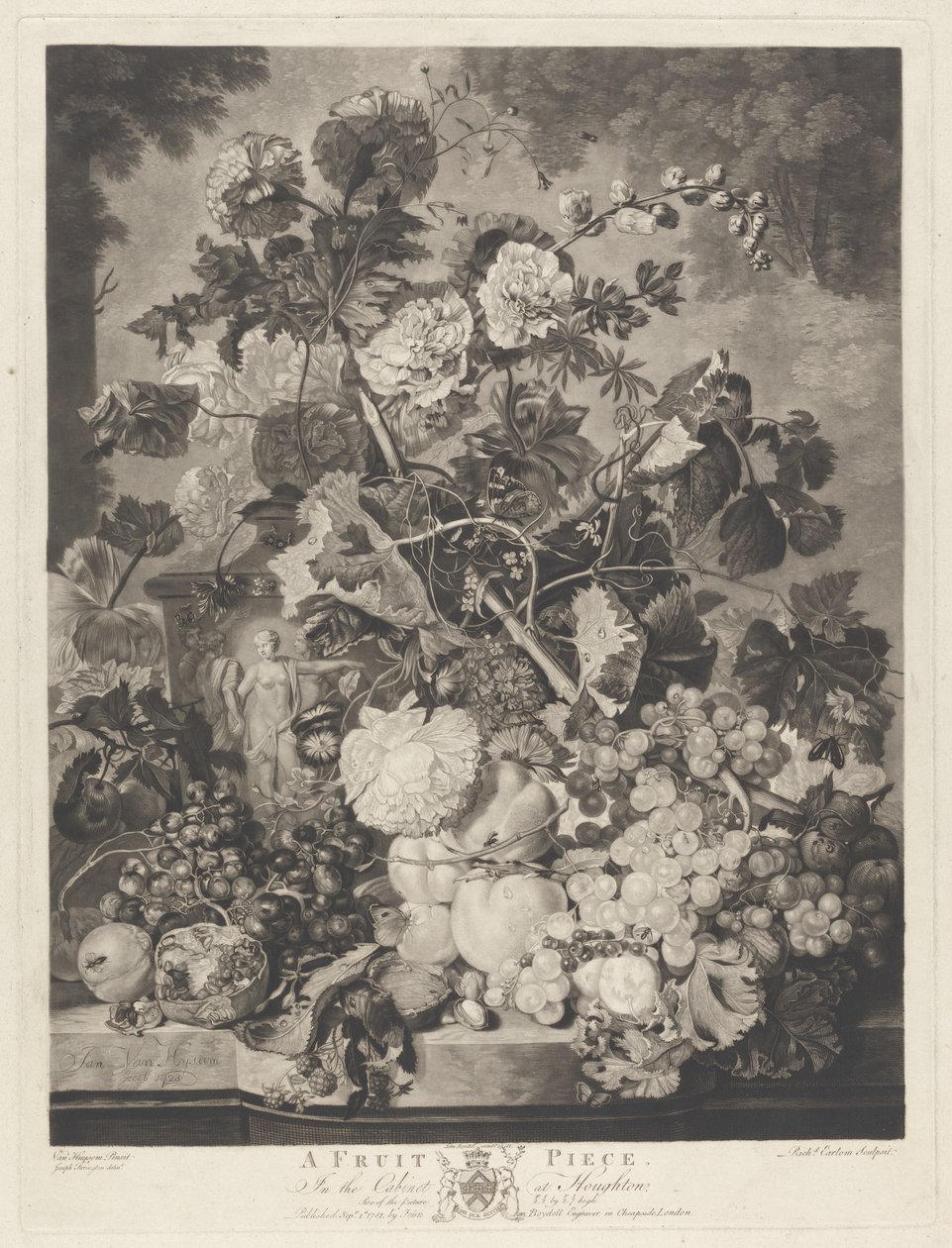 Ein Fruchtstück, graviert von Richard Earlom, 1781 von Jan van after Huysum