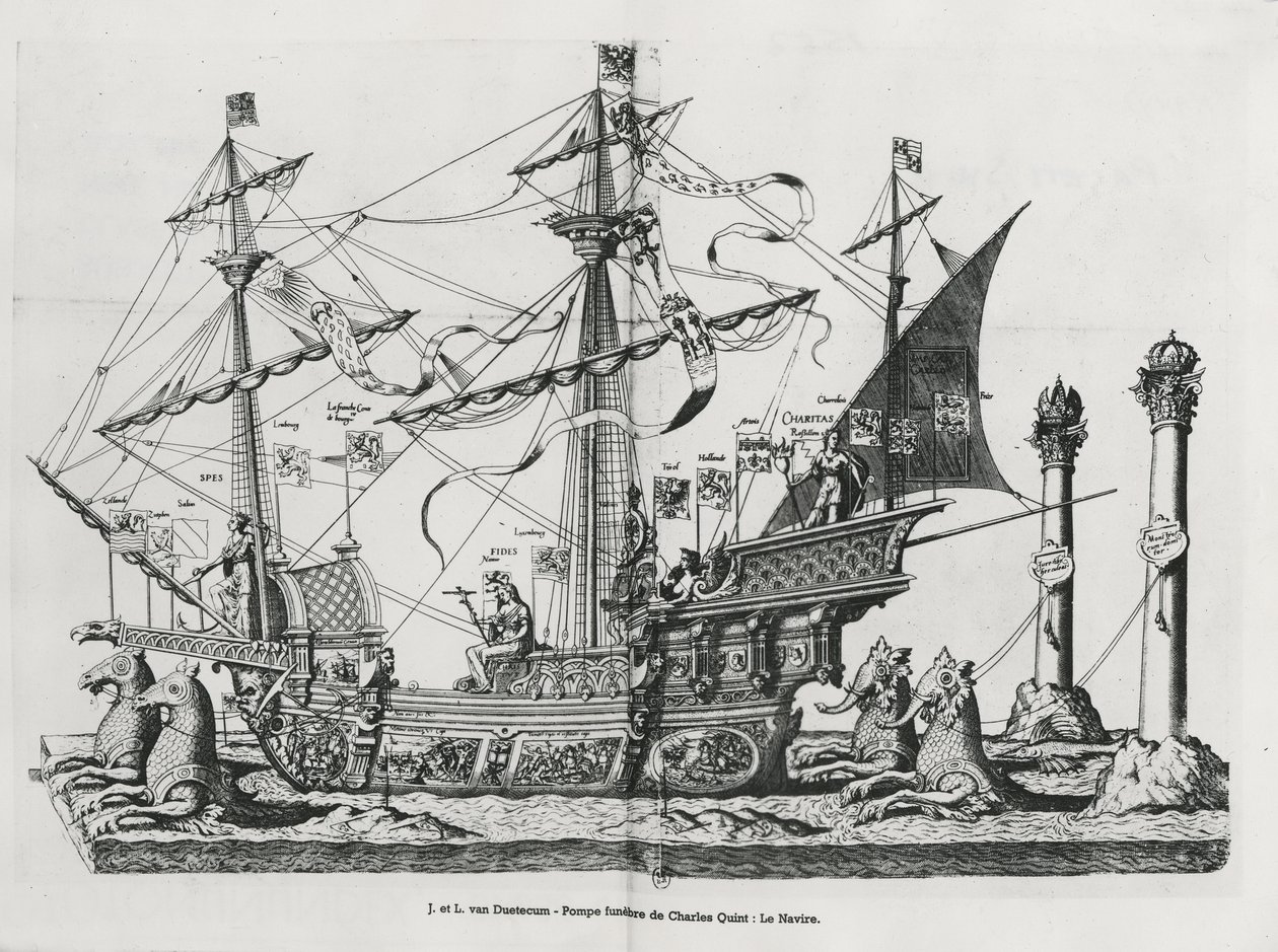 Triumphales Schiff bei der Trauerprozession von Kaiser Karl V., 1559 von Jan van and Doetechum Doetechum the elder