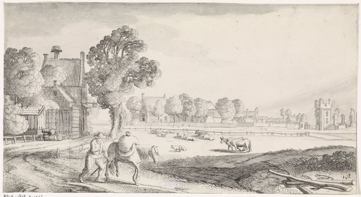 Bauer mit Packpferd auf einem Landweg von Jan van de Velde (II)