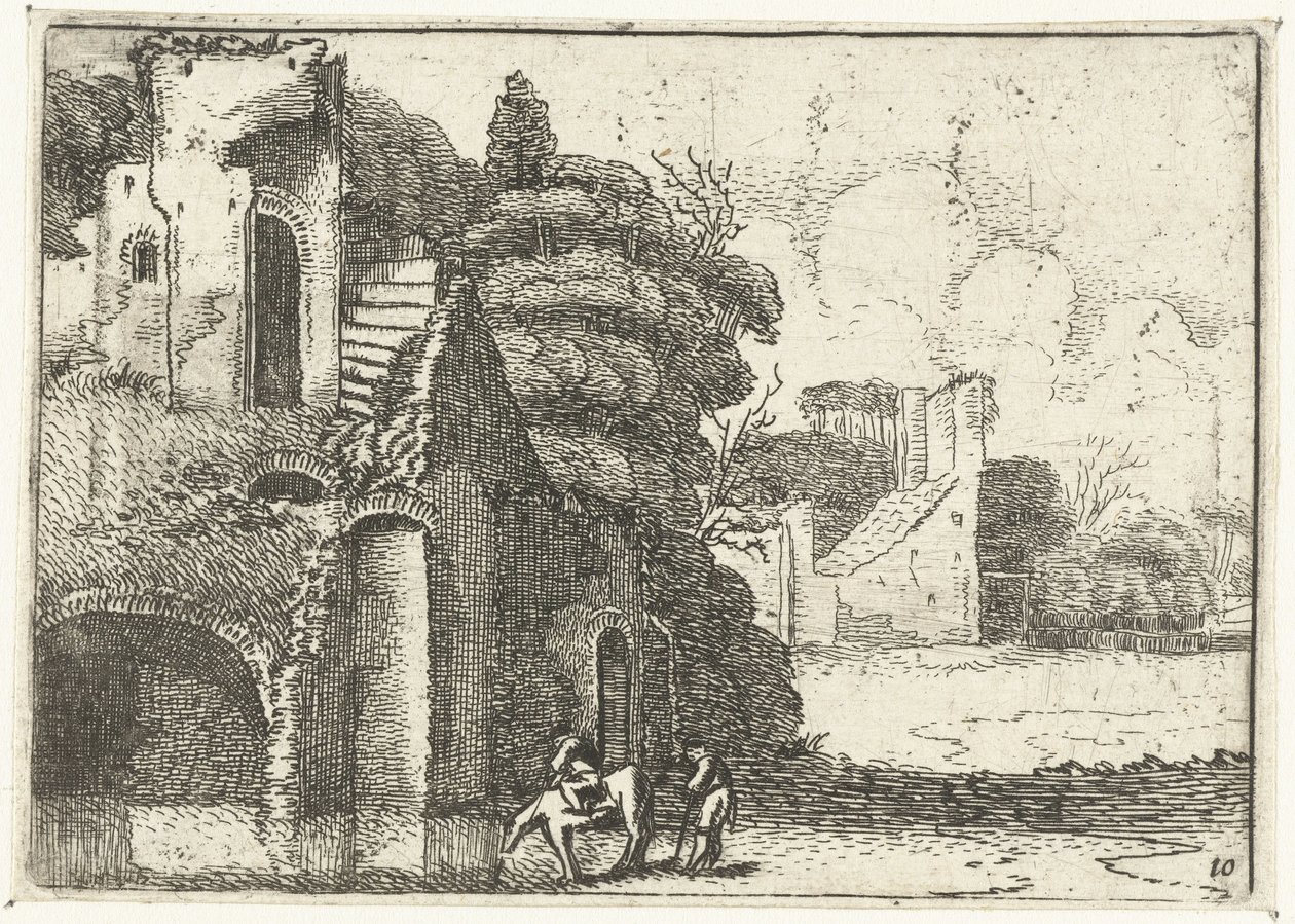Trinkendes Pferd bei Ruinen von Jan van de Velde (II)