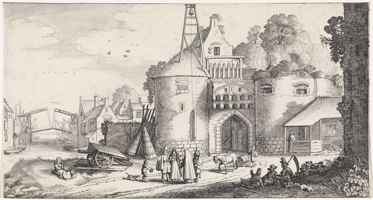 Figuren bei einem Stadttor (Playsante lantschappen ende vermakelycke gesichten) von Jan van de Velde (II)